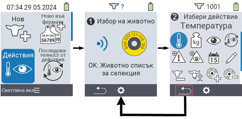 VitalControl: Меню Действия Обща процедура