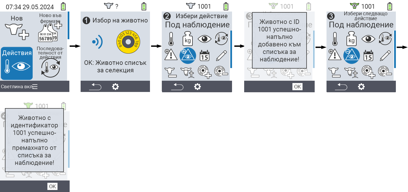 VitalControl: Меню Действия На наблюдение