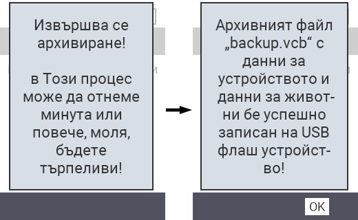 VitalControl: съобщение за успешно резервно копие