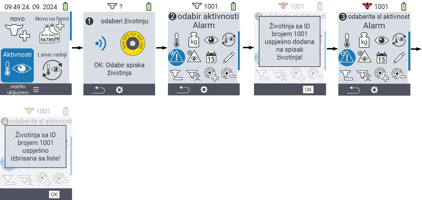 VitalControl: Menu Actions Alarm