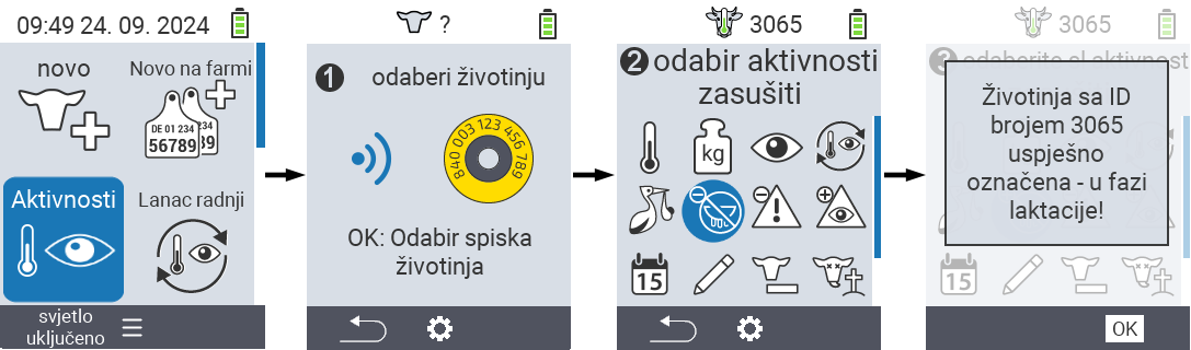 VitalControl: Menu Actions Mark as lactated