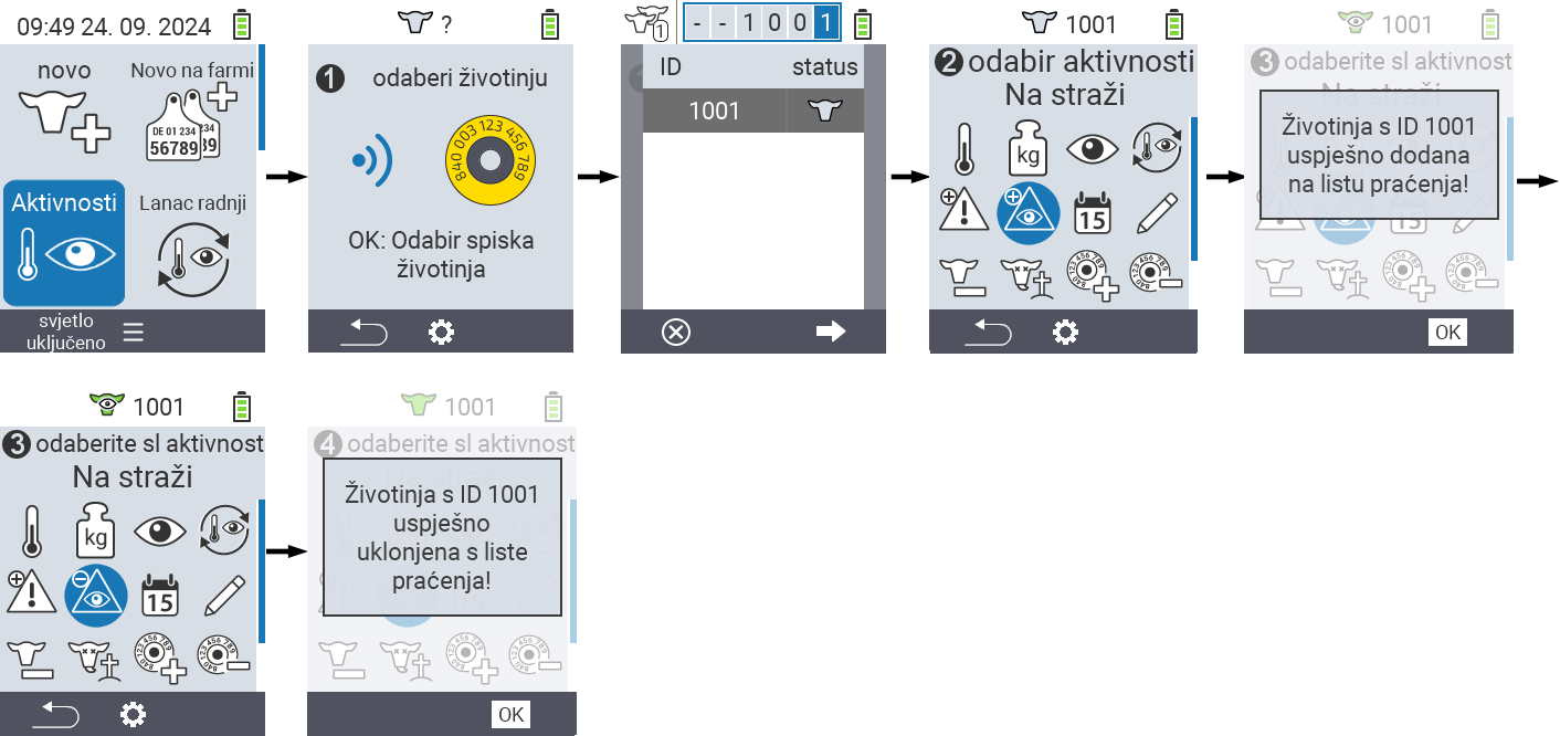 VitalControl: Menu Actions On watch
