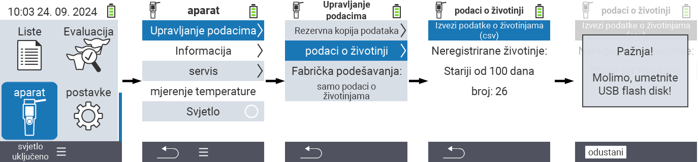 VitalControl: Putanja izbornika za izvoz podataka