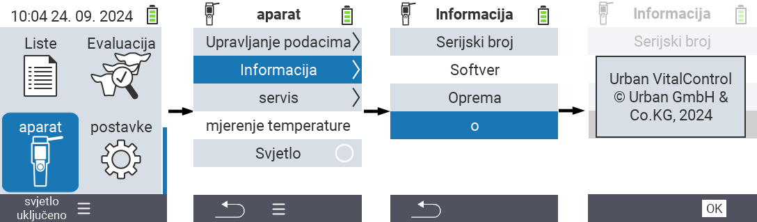 VitalControl: Meni Informacije o uređaju