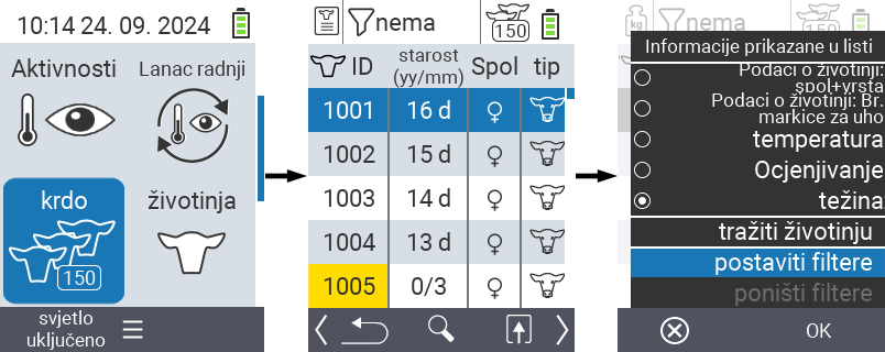 VitalControl: Menu Stado