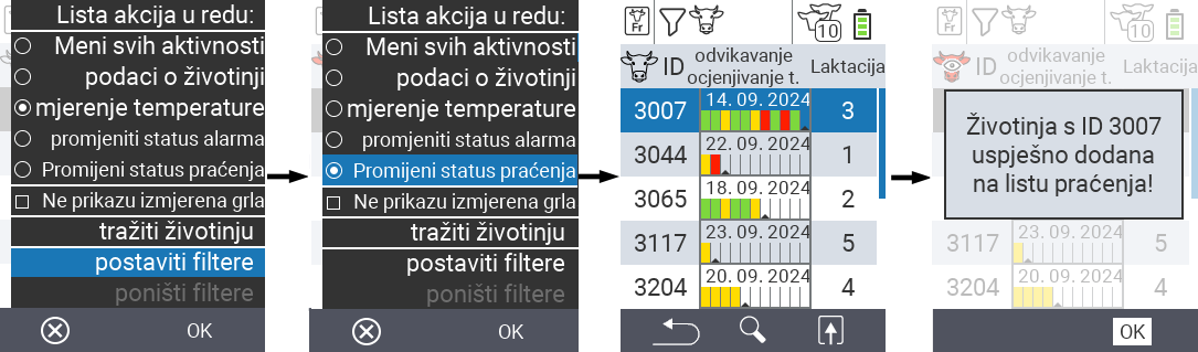 VitalControl Liste Lista svježih krava