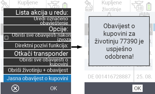 VitalControl: Lista kupljenih životinja, brisanje obavijesti o kupovini
