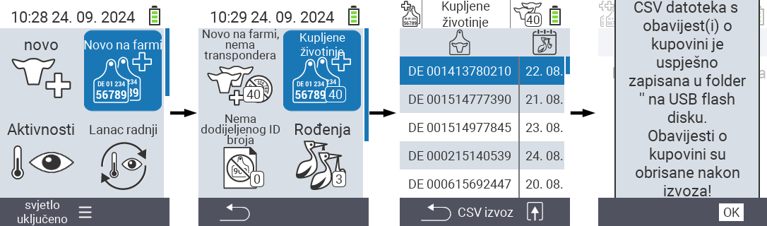 VitalControl: Lista kupljenih životinja, csv izvoz