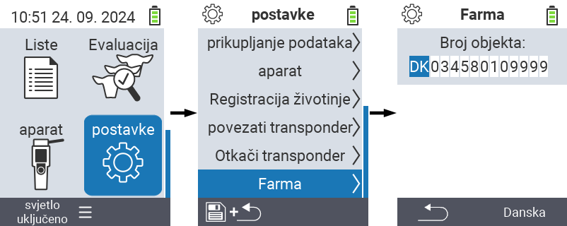 VitalControl: Putanja izbornika za postavljanje broja farme