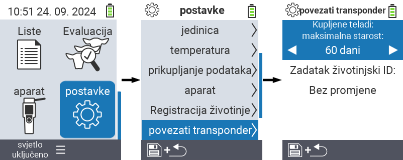 VitalControl: menu settings link transponder