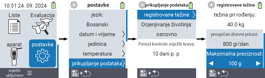 VitalControl: putanja menija postavke maksimalne preciznosti snimanja težine