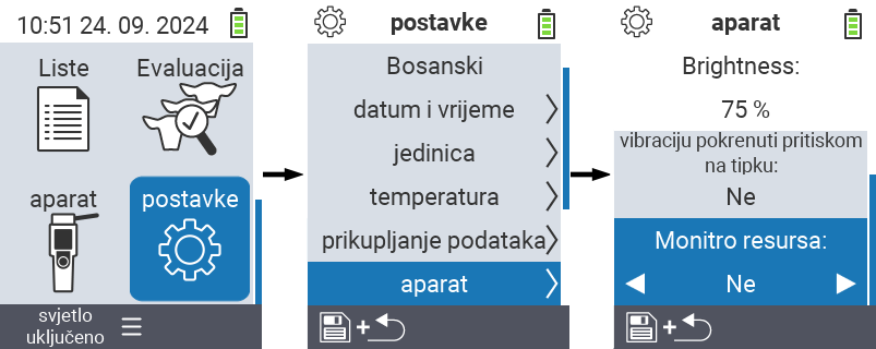 VitalControl: Menu postavke Monitor resursa