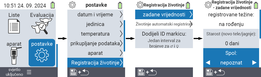 VitalControl: menu settings Set sex