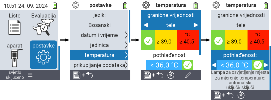 VitalControl: meni postavke niske temperature