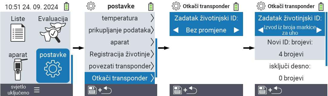 VitalControl: Izbornik Postavke Odspoji transponder