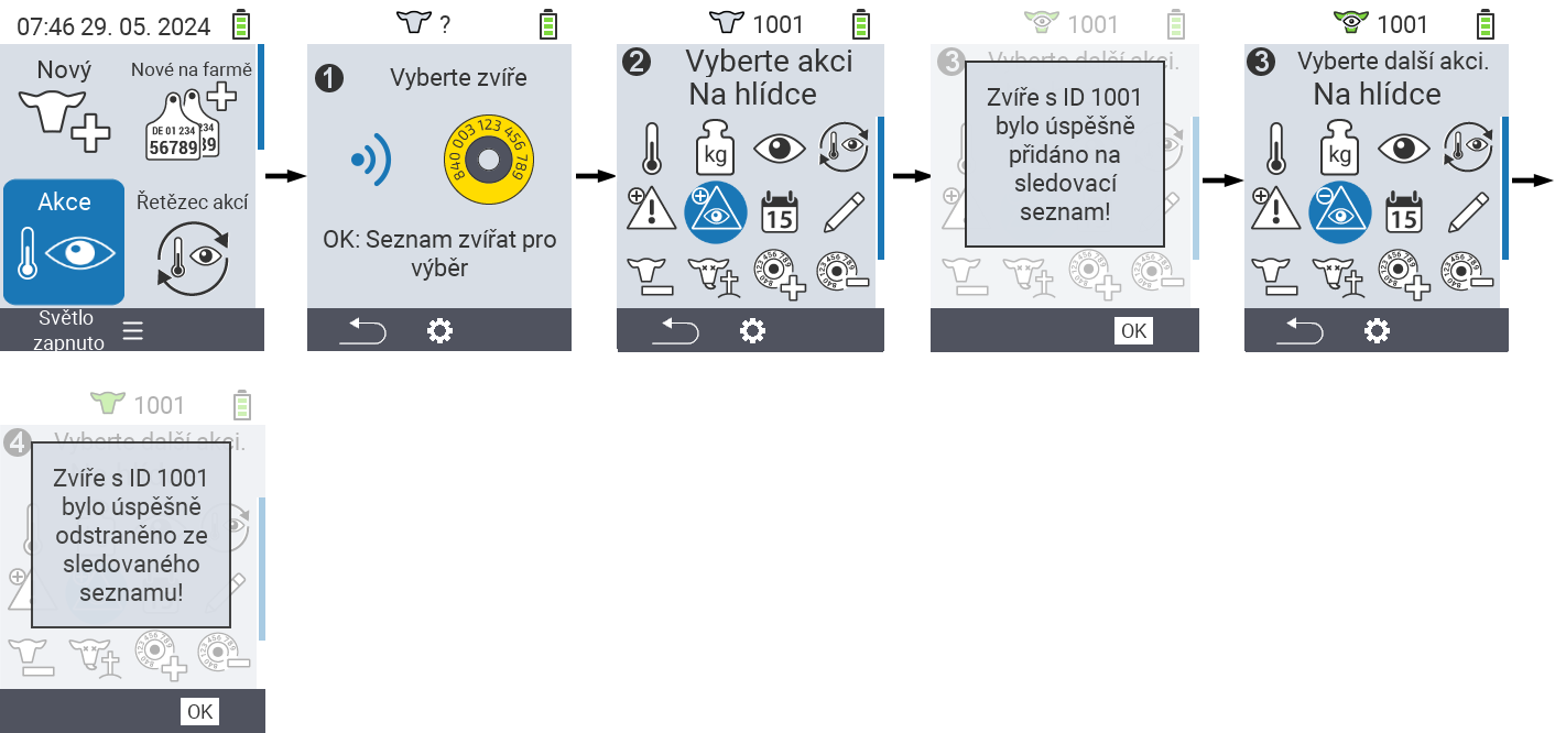 VitalControl: Menu Akce Na sledování