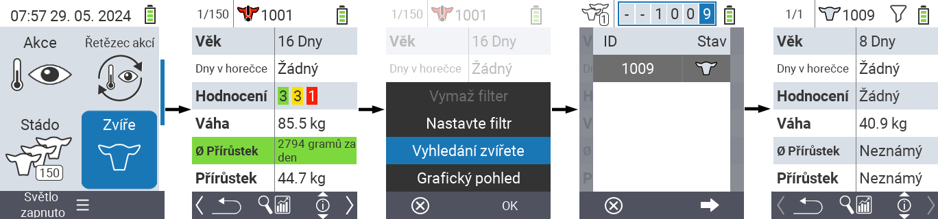 VitalControl: Menu Zvíře