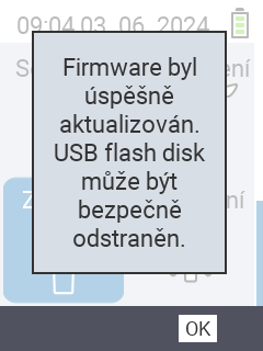 VitalControl: Success message firmware update