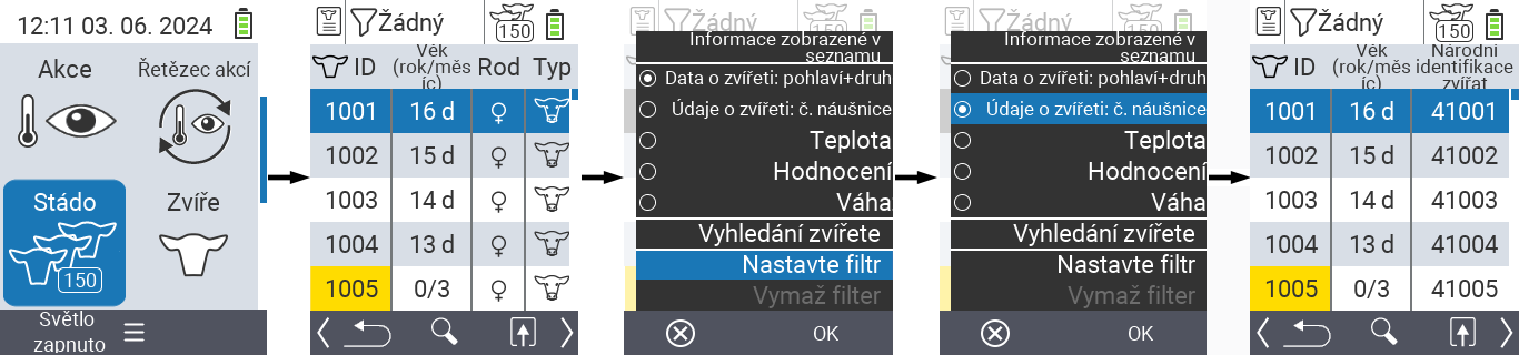 VitalControl: Menu Stádo
