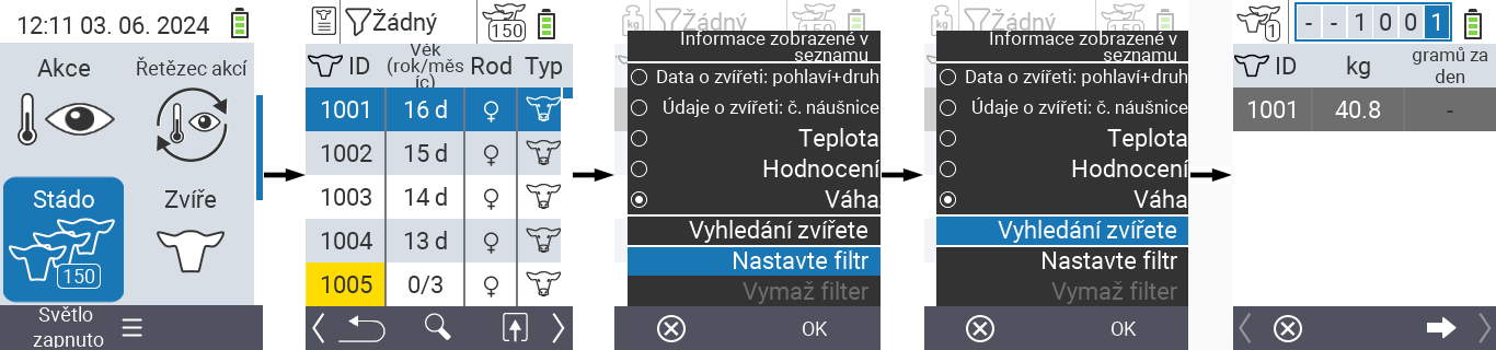 VitalControl: Menu Stádo