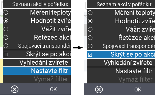 VitalControl Seznamy Seznam akcí