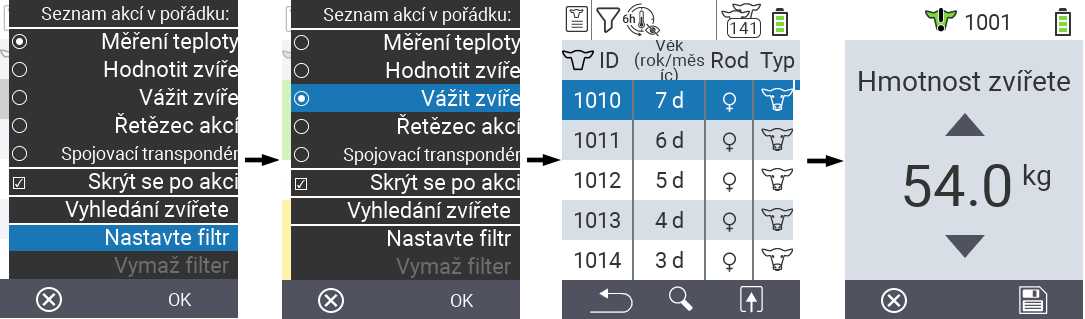 VitalControl Seznamy Akční seznam
