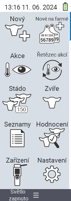 VitalControl Hlavní menu