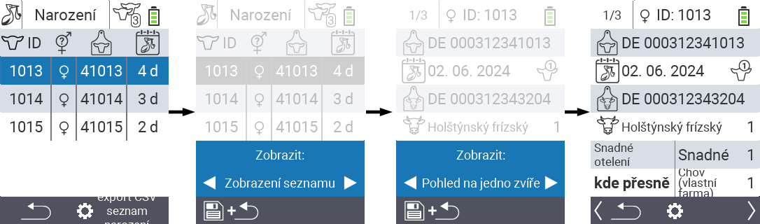 VitalControl: Menu Nové na farmě Narození