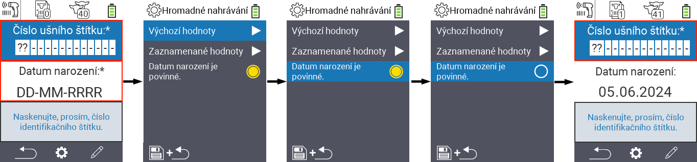 VitalControl: Menu Nové Datum narození povinné
