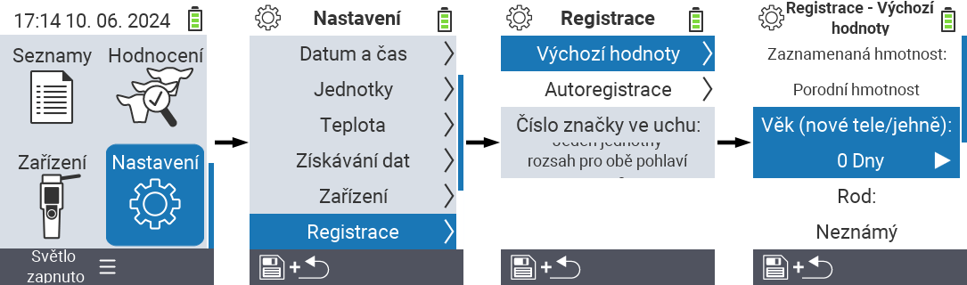 VitalControl: menu settings Set age at registration