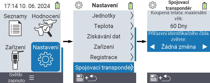 VitalControl: menu settings link transponder