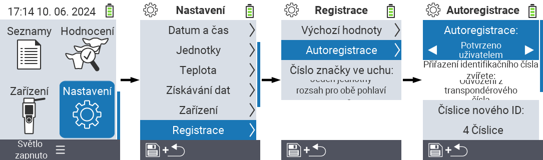 VitalControl: menu settings auto-registration
