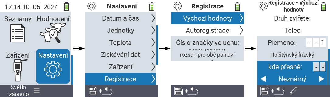 VitalControl: nastavení menu poloha
