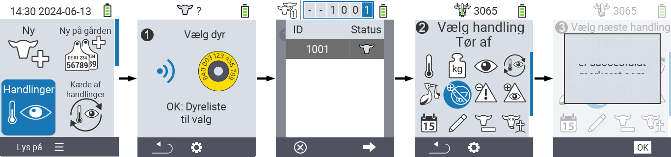 VitalControl: Menu Actions Dry off