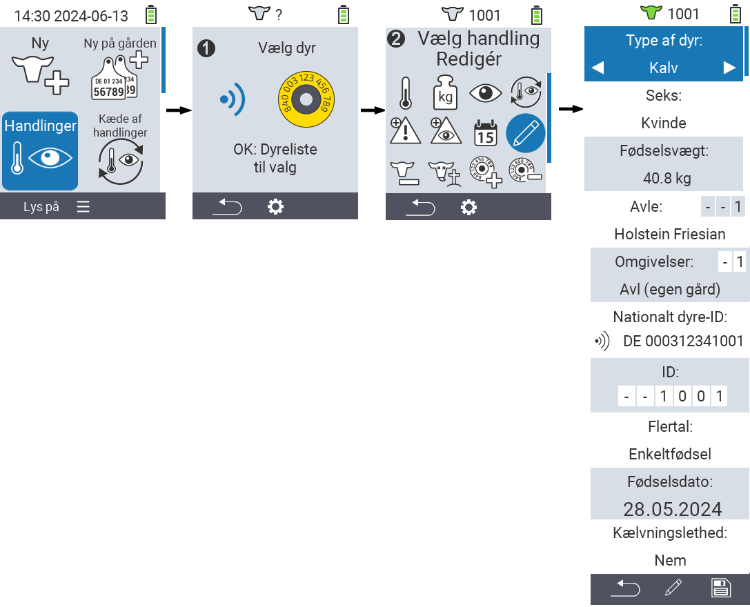 VitalControl: Menu Action Edit animal data