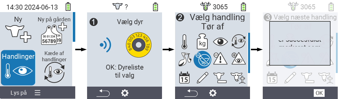 VitalControl: Menu Actions Mark as lactated