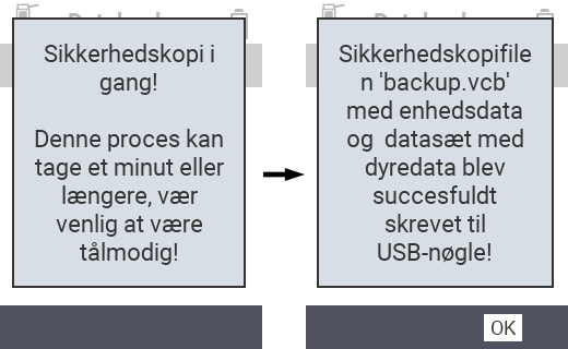 VitalControl: success message backup