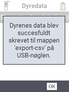 VitalControl: succesmeddelelse dataeksport