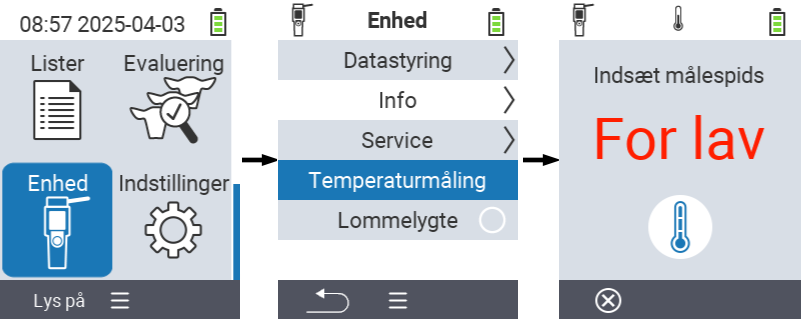 VitalControl: Menu Device Temperature measurement