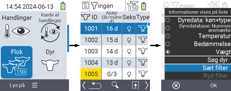 VitalControl: Menu Besætning