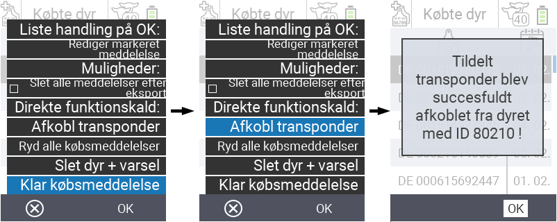 VitalControl: Liste over købte dyr, csv-eksport