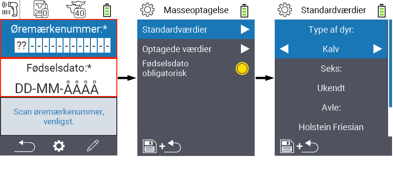 VitalControl: Menu Ny Standardværdier