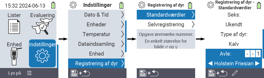 VitalControl: menuindstillinger dyretype