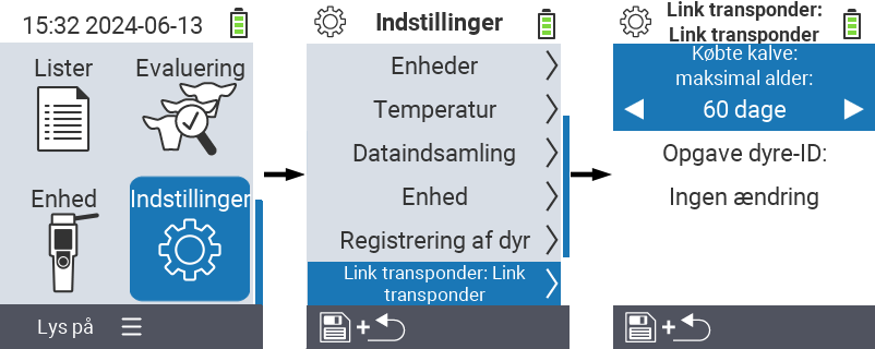 VitalControl: menuindstillinger link transponder