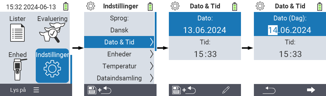 VitalControl: menuindstillinger tid