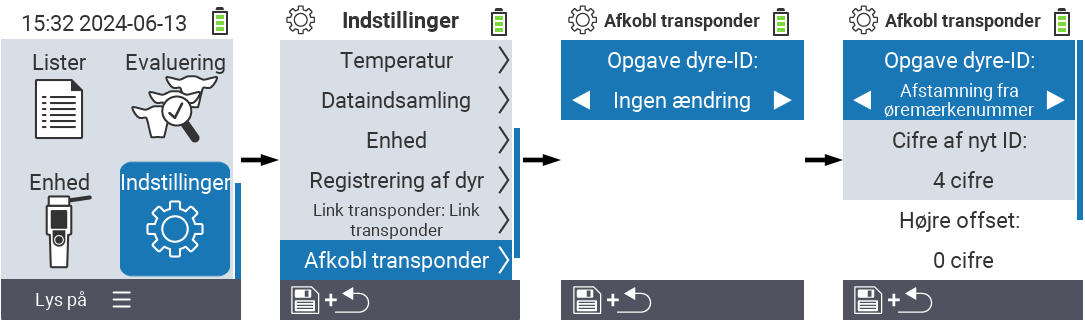 VitalControl: Menu Settings Unlink transponder