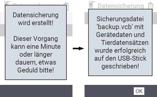 VitalControl: Erfolgsmeldung Erstellung Datensicherung