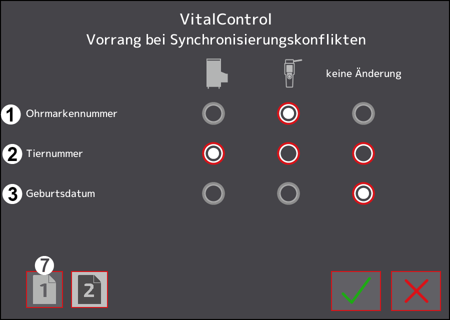 Einstellungsmenü VitalControl: Seite 2
