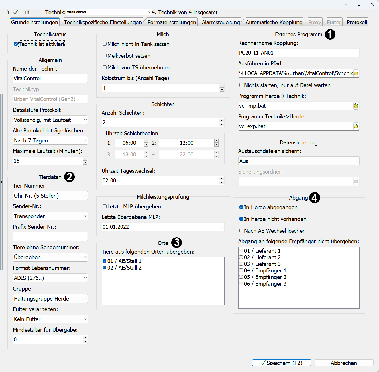 Herde Software: Konfiguration Technikkopplung