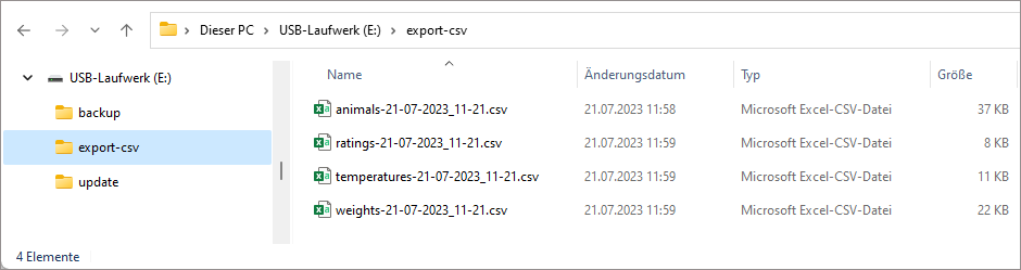 USB-Stick mit Exportdateien VitalControl